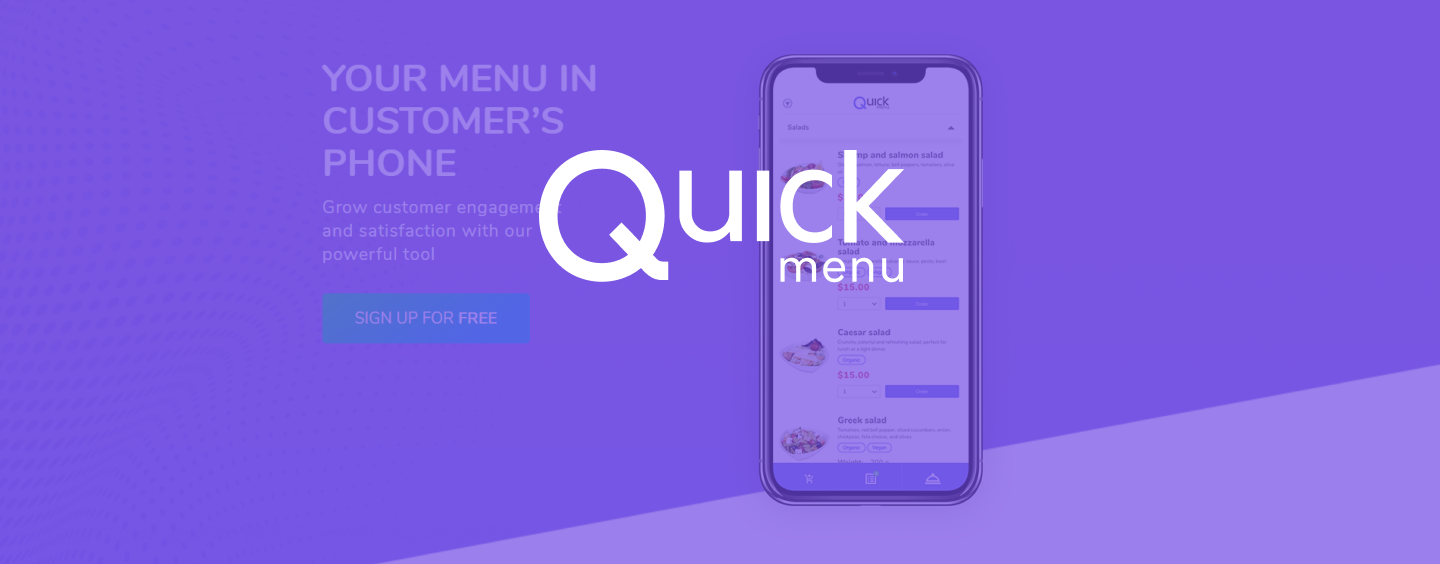 Web Application for Order Management, Quickmenu